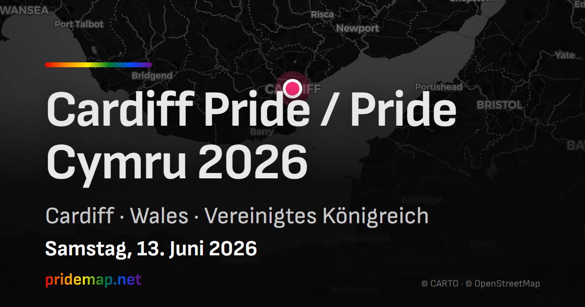 Cardiff Pride / Pride Cymru 2026 — Cardiff, Vereinigtes Königreich