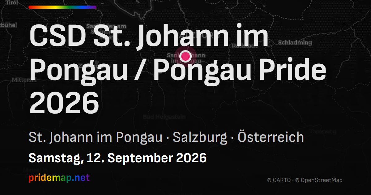 CSD St. Johann im Pongau / Pongau Pride 2026 — St. Johann im Pongau, Österreich